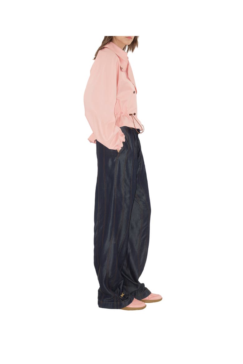 Tropical Gabardine Hooded Trench Jacket, Alternate, color, Flora pink