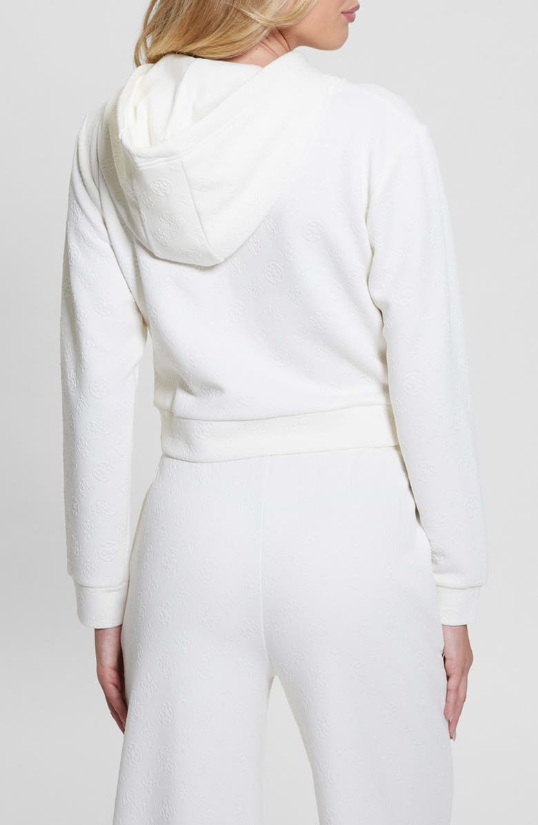 GUESS Peony Jacquard Logo Crop Hoodie, Alternate, color, 