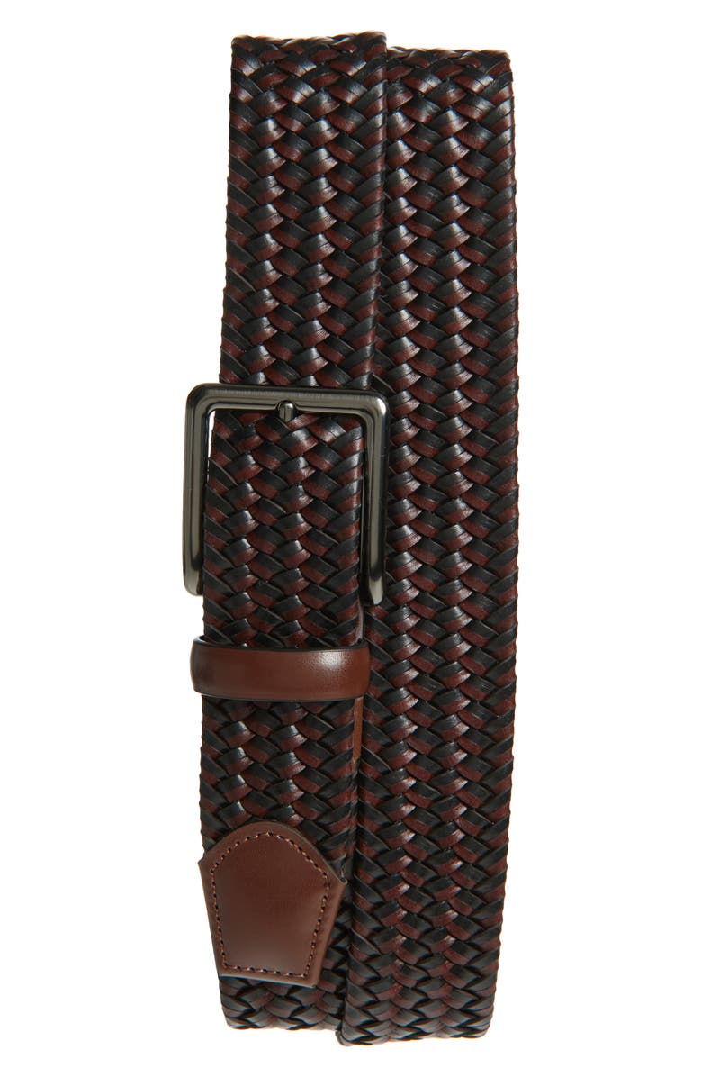 Original Penguin Braided Stretch Leather Belt, Main, color, 
