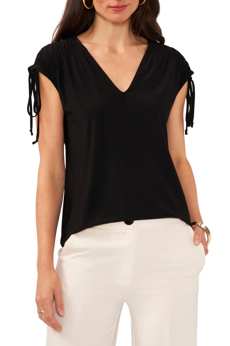 Smocked Sleeveless Blouse, Main, color, RICH BLACK