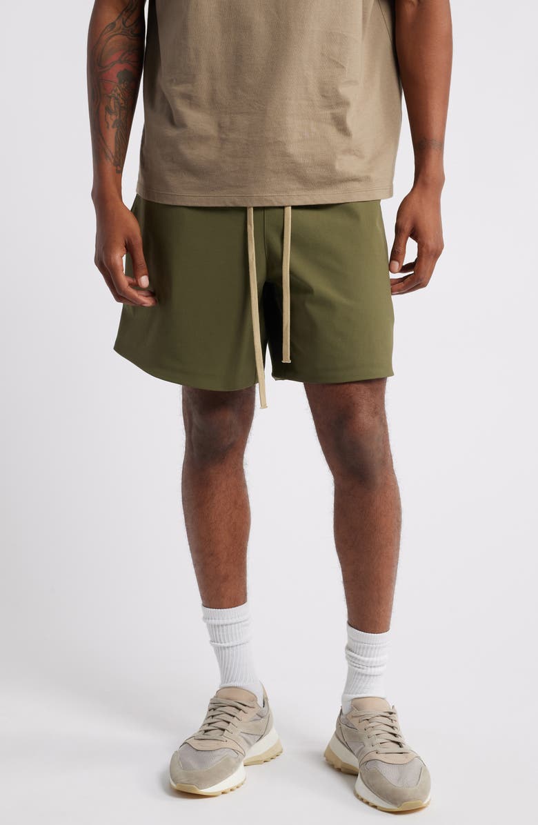 Fear of God Essentials Bonded Cargo Drawstring Soccer Shorts, Main, color, 