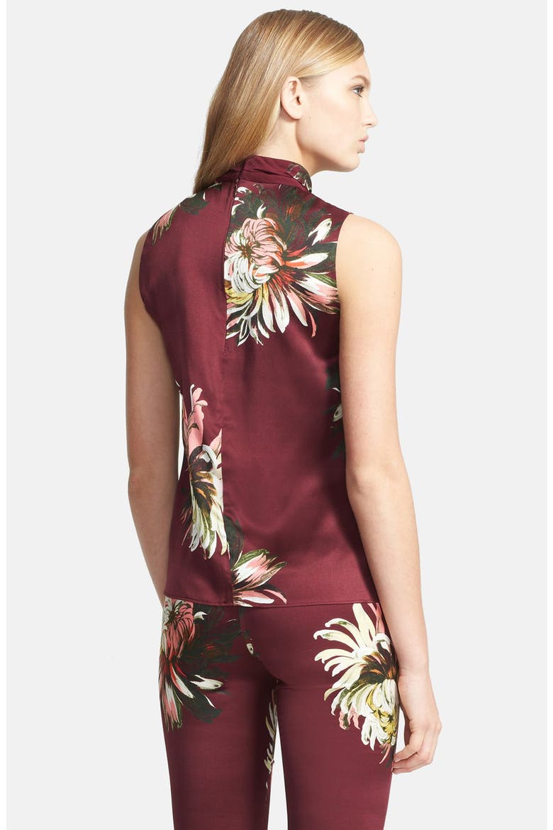 'Pergamum Print' Draped Satin Top, Alternate, color, BURGUNDY MULTI