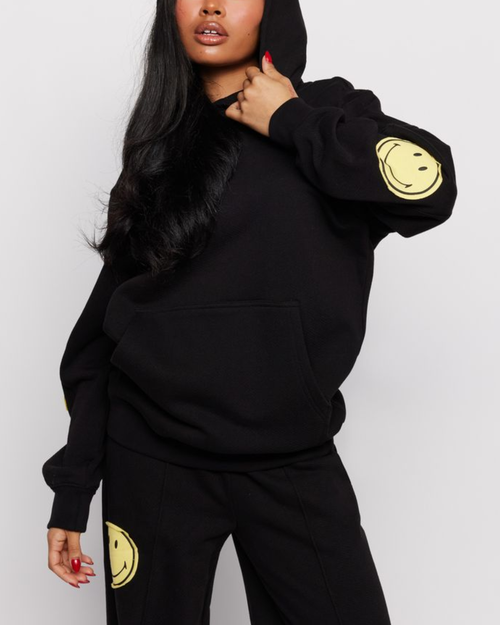 Samii Ryan Smiley Oversized Hoodie In Black