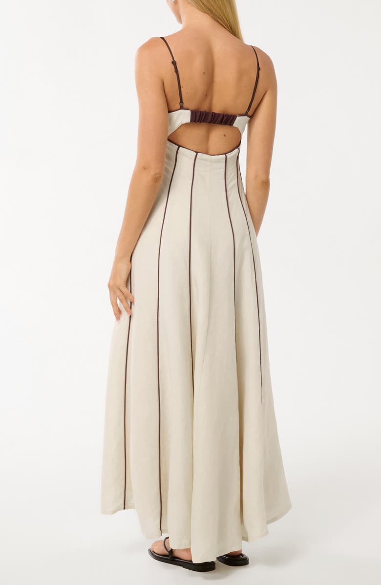 Ever New Roma Contrast Piping Midi Dress, Alternate, color, Porcelain/ Chocolate