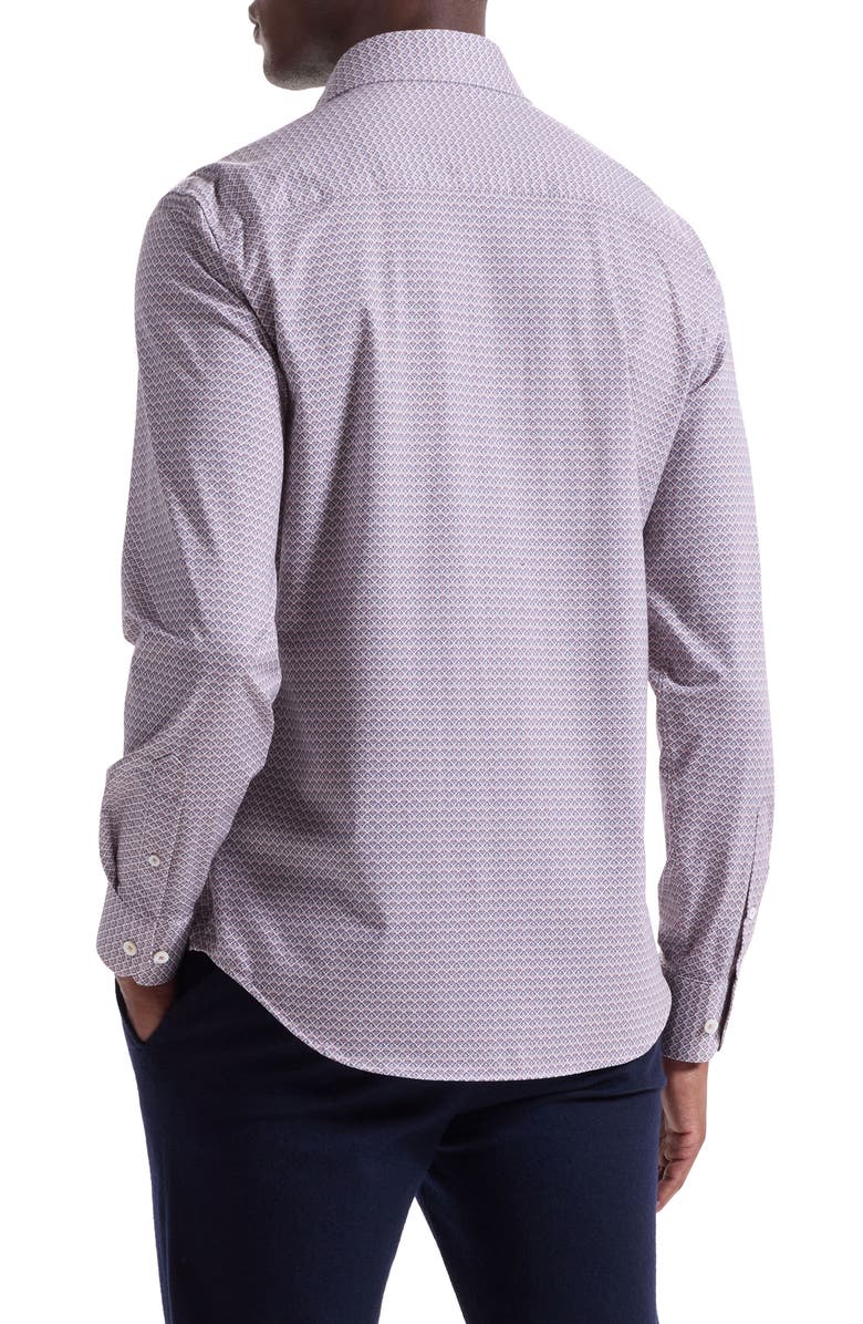 Bugatchi James OoohCotton<sup>®</sup> Diamond Geo Button-Up Shirt, Alternate, color, Wood Rose