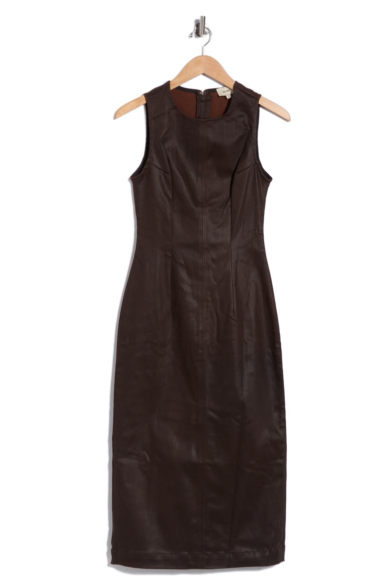 Esme Coated Sleeveless Midi Dress, Main, color, WALNUT COATED