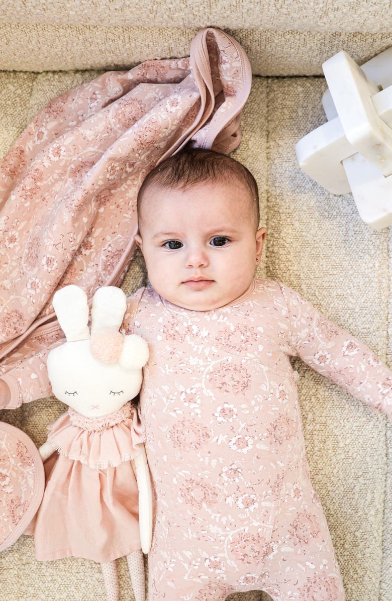 Manière Soft Roses Cotton Blend Footie, Alternate, color, Mauve