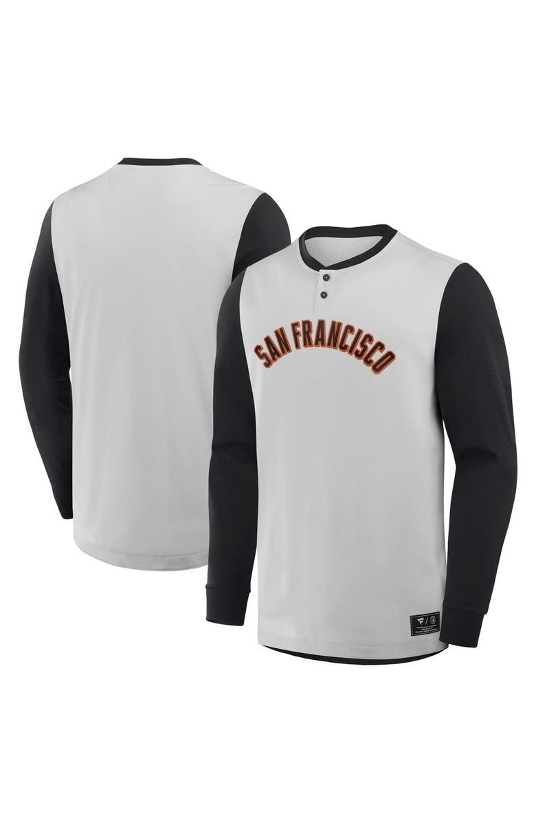 FANATICS Men's Fanatics Gray/Black San Francisco Giants Clubhouse Long Sleeve Henley Shirt, Alternate, color, Gray
