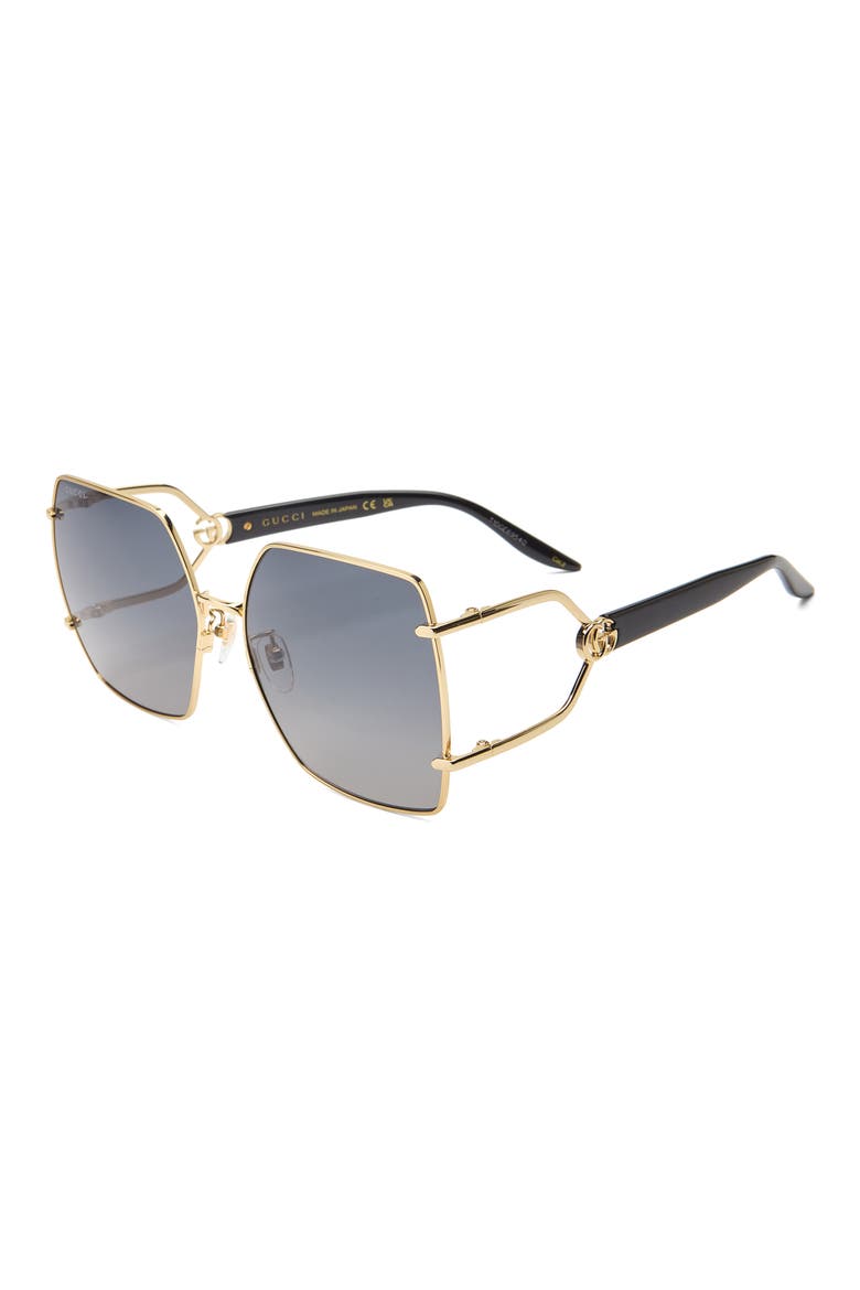 61mm Square Sunglasses, Alternate, color, GOLD BLACK GREY