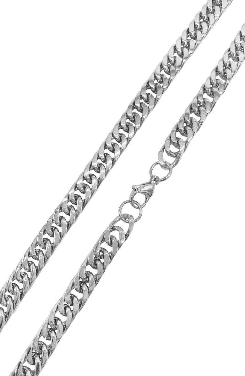 Adornia Water Resistant Cuban Chain Necklace, Alternate, color, Silver