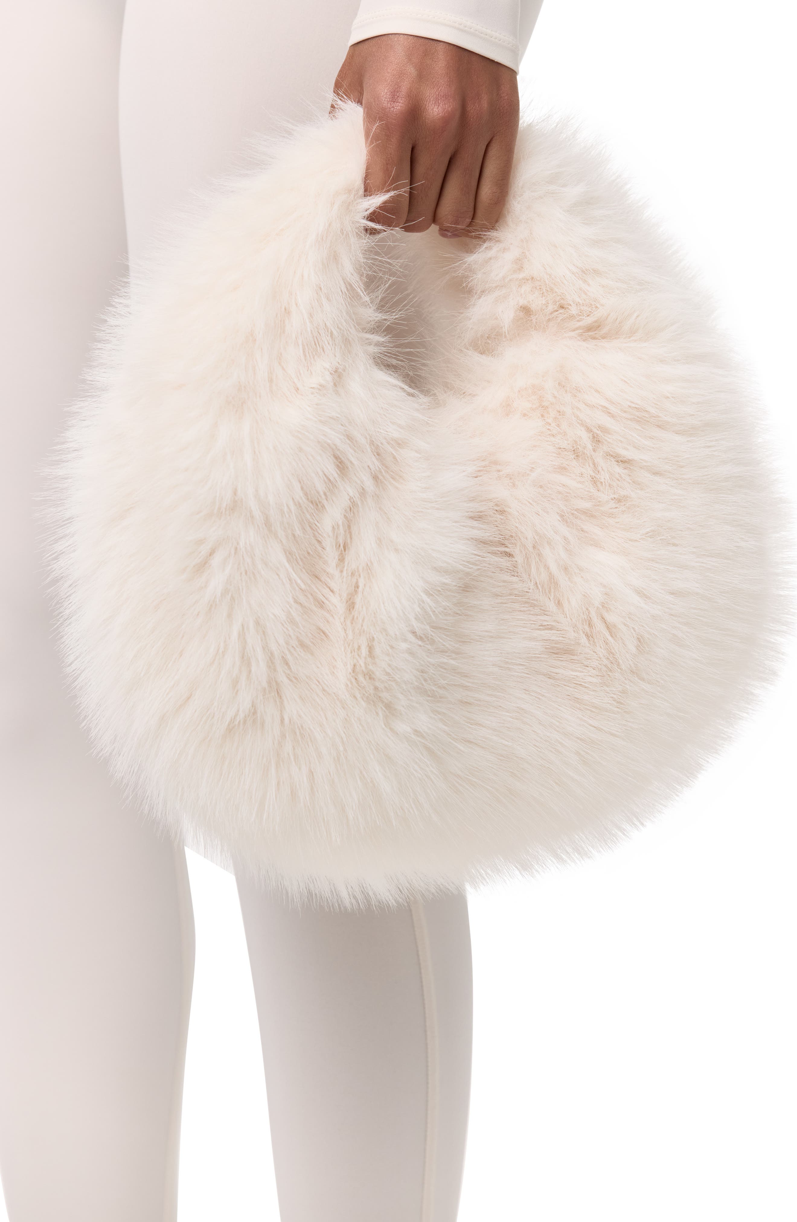 Mini Faux Fur Bag, Alternate, color, BONE