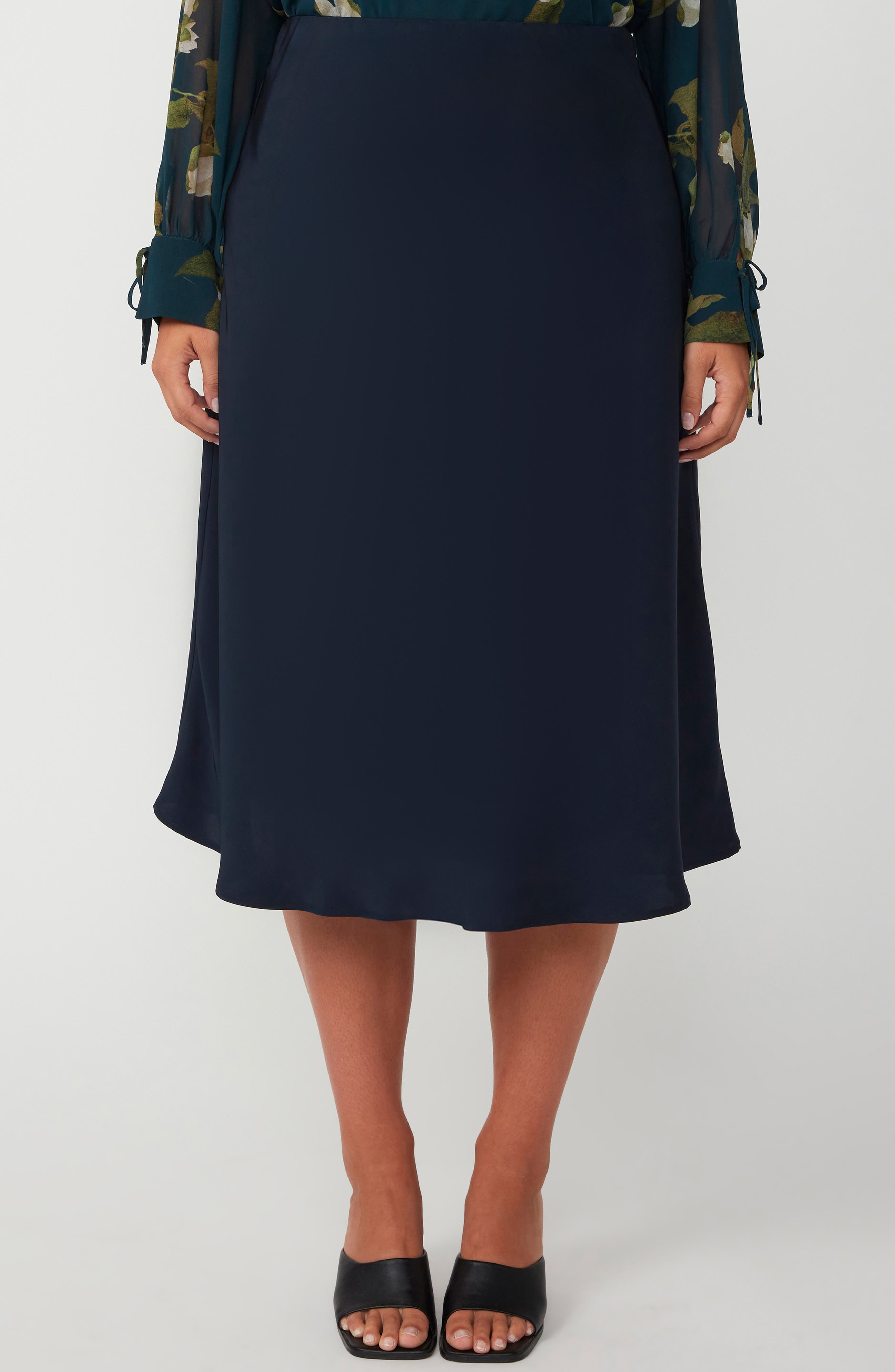 mid length satin skirts xl