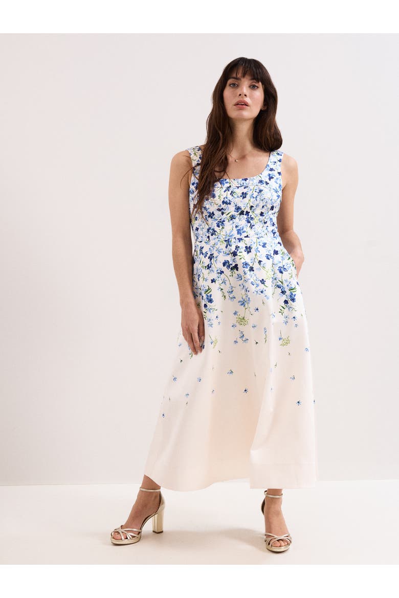 Orla Floral Midi Dress, Main, color, Cream