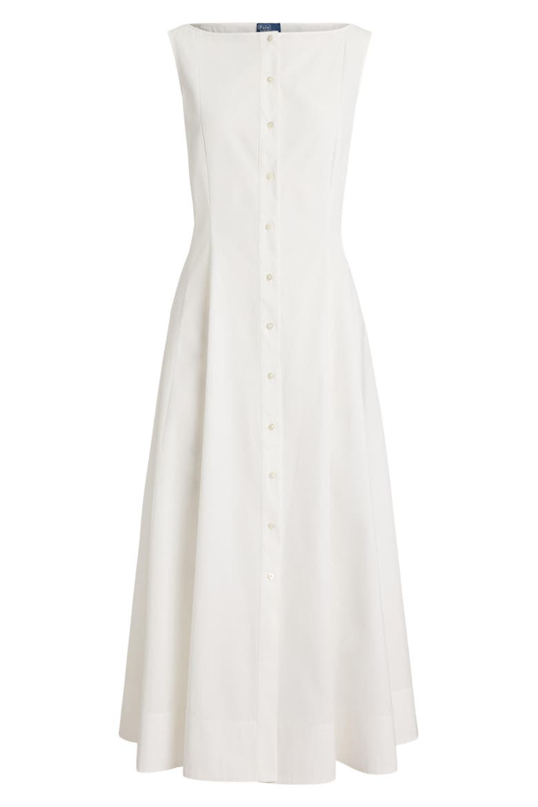 Paneled Cotton Button-Up Midi Dress, Alternate, color, WHITE