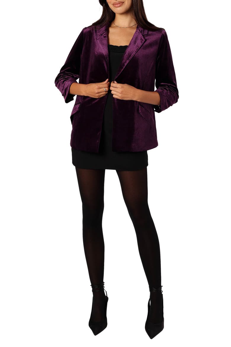 Vera Velvet Blazer, Main, color, PLUM