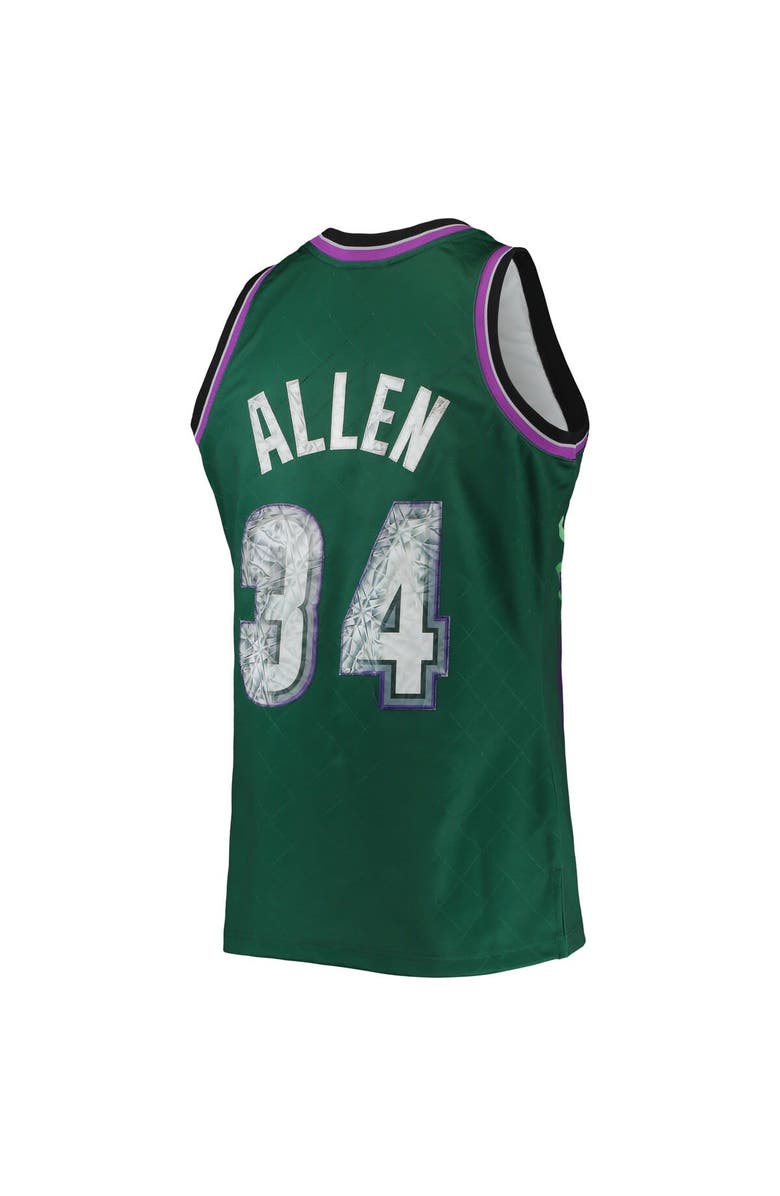 Mitchell & Ness Men's Mitchell & Ness Ray Allen Green Milwaukee Bucks 1996/97 Hardwood Classics NBA 75th Anniversary Diamond Swingman Jersey, Alternate, color, Green