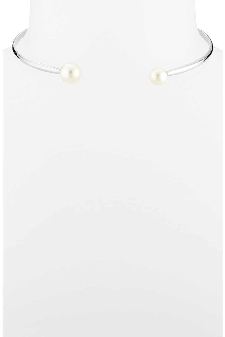 Jemima Faux Pearl Open Choker Necklace, Alternate, color, SILVER/ PEARL