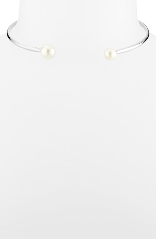 Shashi Jemima Faux Pearl Open Choker Necklace In Gray