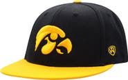 TOP OF THE WORLD Men's Top of the World Black/Gold Iowa Hawkeyes Team Color Two-Tone Fitted Hat