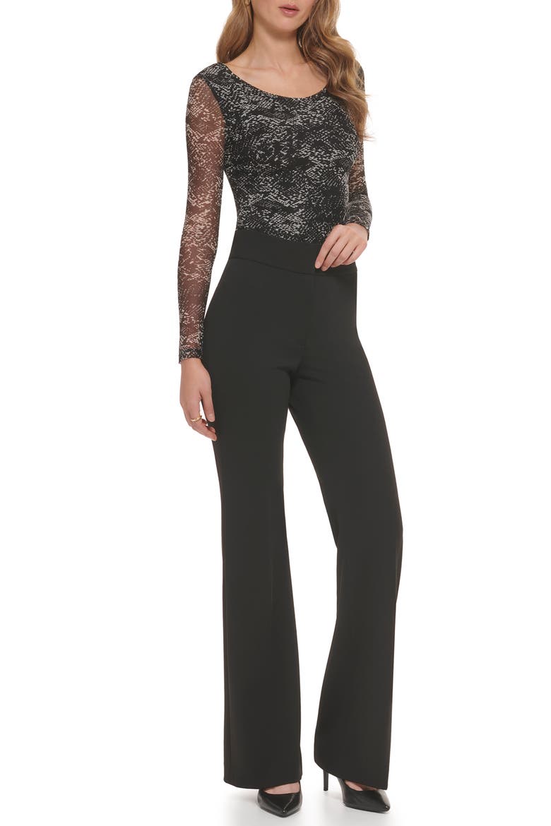 High Waist Wide Leg Linen Career Pants, Alternate, color, BLACK