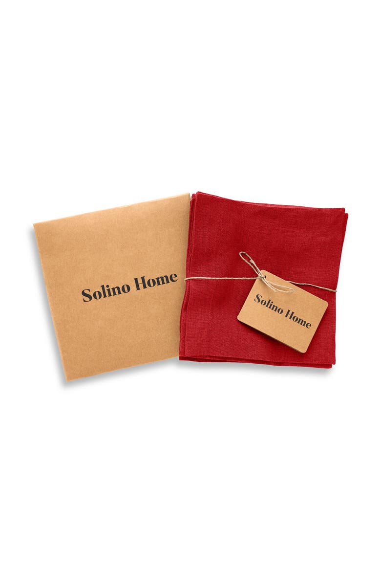 Linen Cocktail Napkins Set of 12, 6 x 6" - Sonoma, Alternate, color, Red