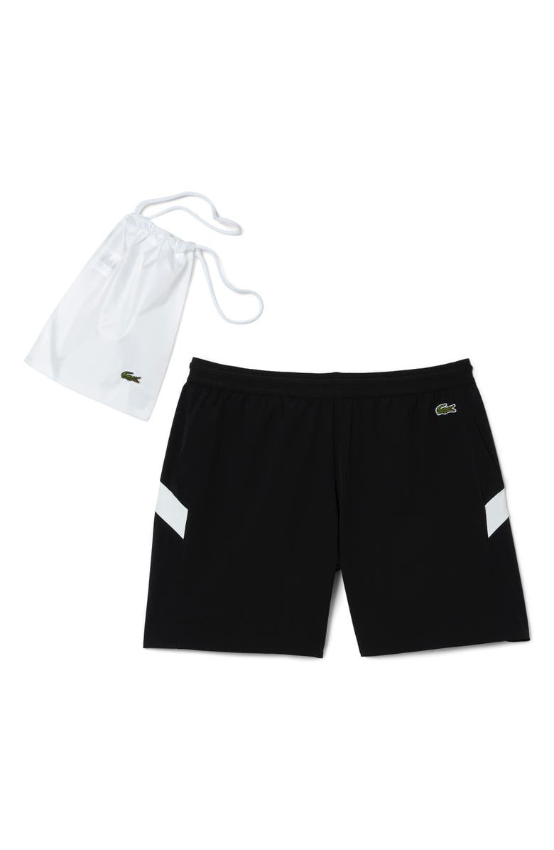 Lacoste Colorblock Cotton Swim Trunks, Alternate, color, 