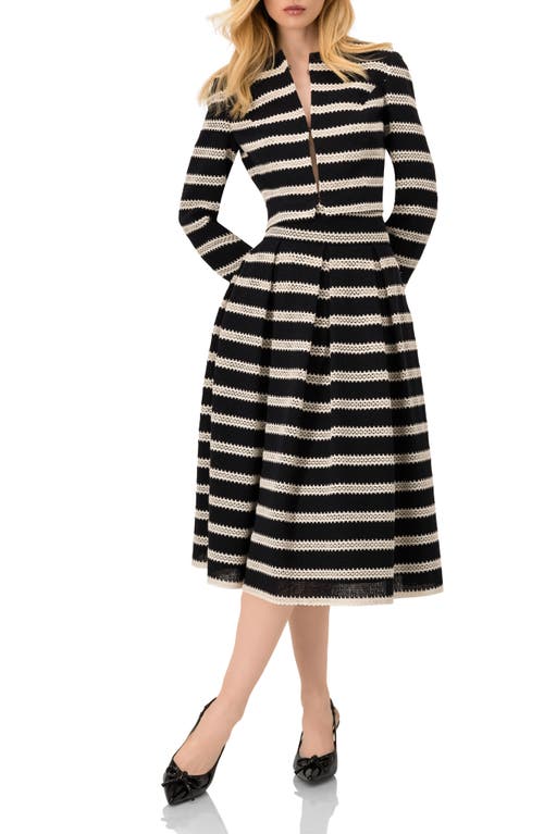 Ivonne Striped Cropped Jacket With Modern Detailing In Multi
