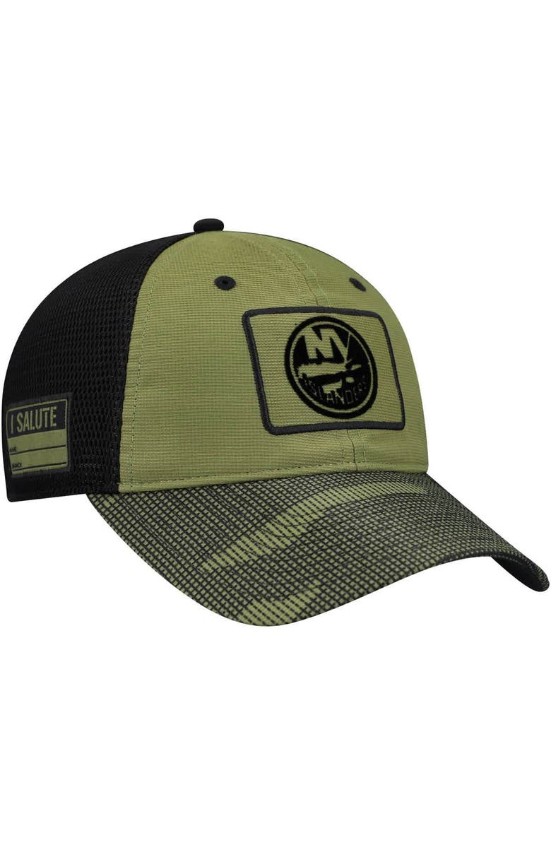 FANATICS Men's Fanatics  Olive New York Islanders Military Appreciation Trucker Adjustable Hat, Main, color, Olive