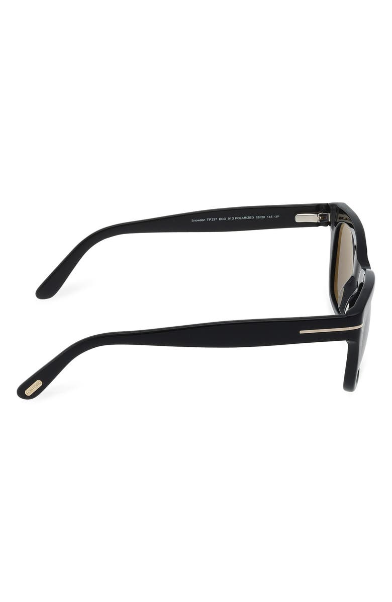 TOM FORD Snowdon 52mm Square Sunglasses, Alternate, color, Black / T Logo / Smoke