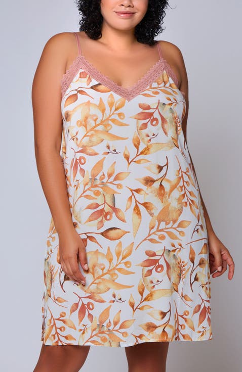 Lace Trim Viscose Chemise with Adjustable Straps
