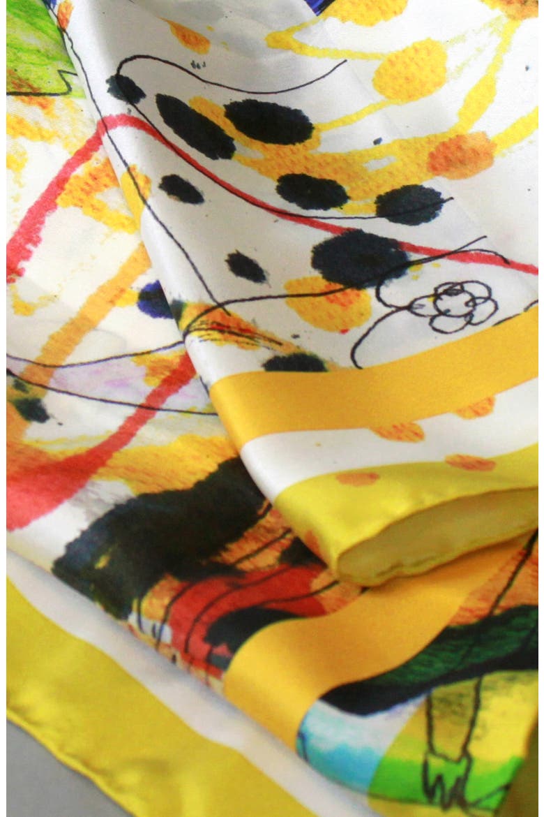 Silk Scarf Of Wonderful World Once Upon A Time, Alternate, color, Yellow