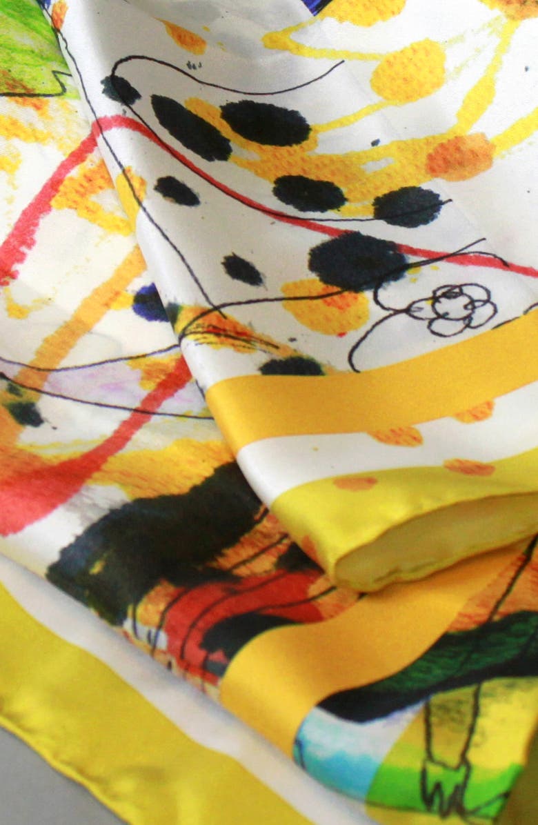 Jessie Zhao New York Silk Scarf Of Wonderful World Once Upon A Time, Alternate, color, Yellow