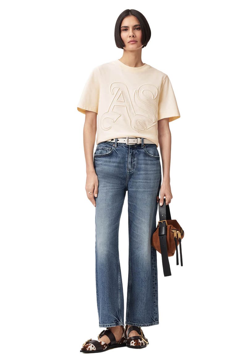 Lisa Embroidered Cotton T-Shirt, Alternate, color, PEBBLE WHITE