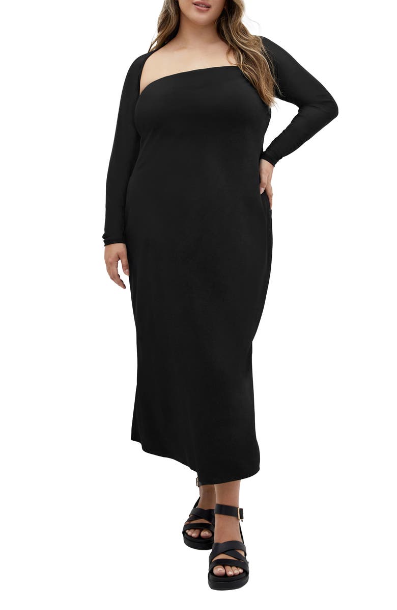 City Chic Sheer Mesh Shrug, Main, color, Black