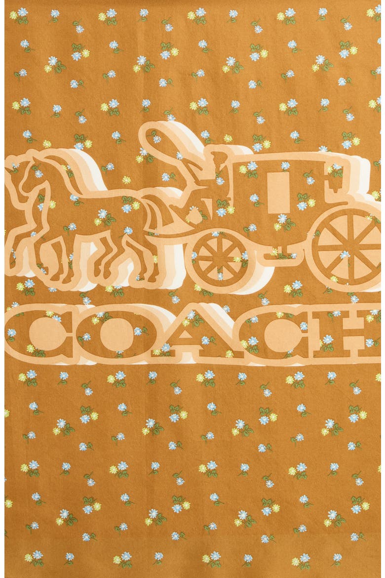 Country Floral Horse & Carriage Silk Scarf, Alternate, color, HONEY BROWN