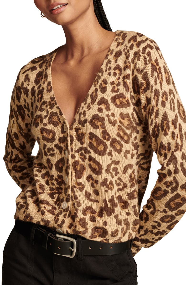 Lucky Brand Leopard Print Cardigan, Main, color,