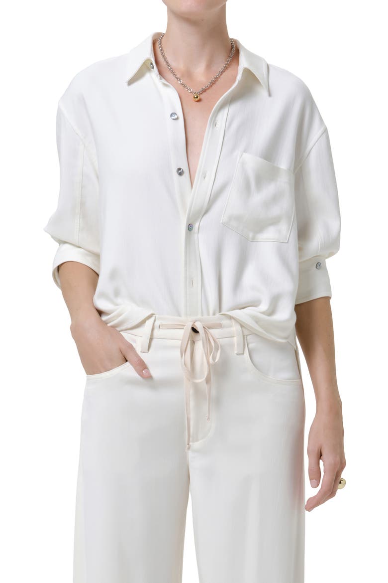 Kayla Shrunken Button-Up Shirt, Main, color, WINTER WHITE