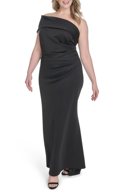 One-Shoulder Ruched Gown (Plus)