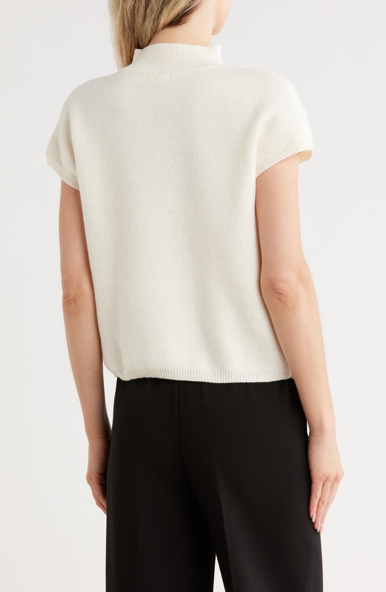 Blu Pepper Floral Appliqué Mock Neck Sleeveless Sweater, Alternate, color, Cream