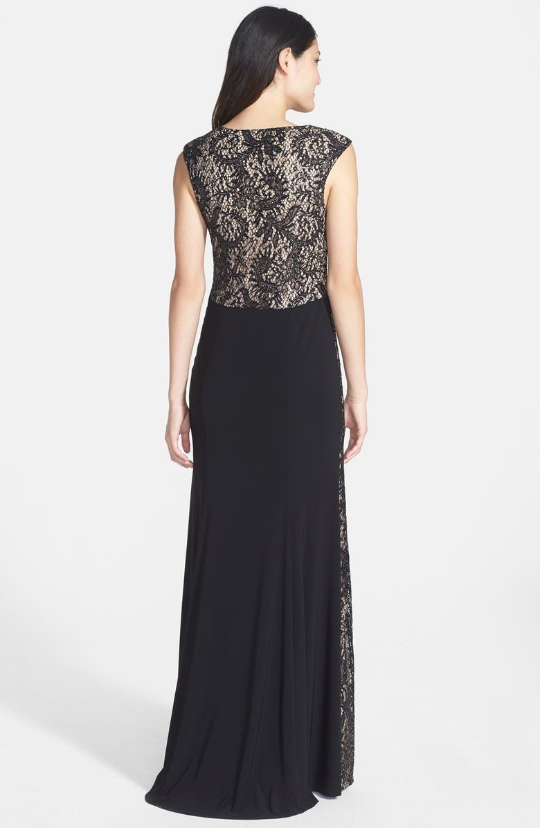 Xscape Evenings Xscape Sequin Lace Panel Jersey A-Line Gown, Alternate, color,