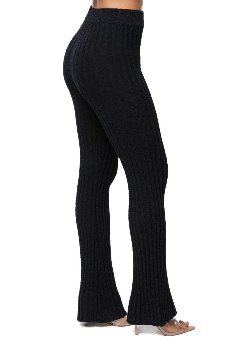 JLUXLABEL Lanah Rib Knit Flare Pants, Alternate, color, Black