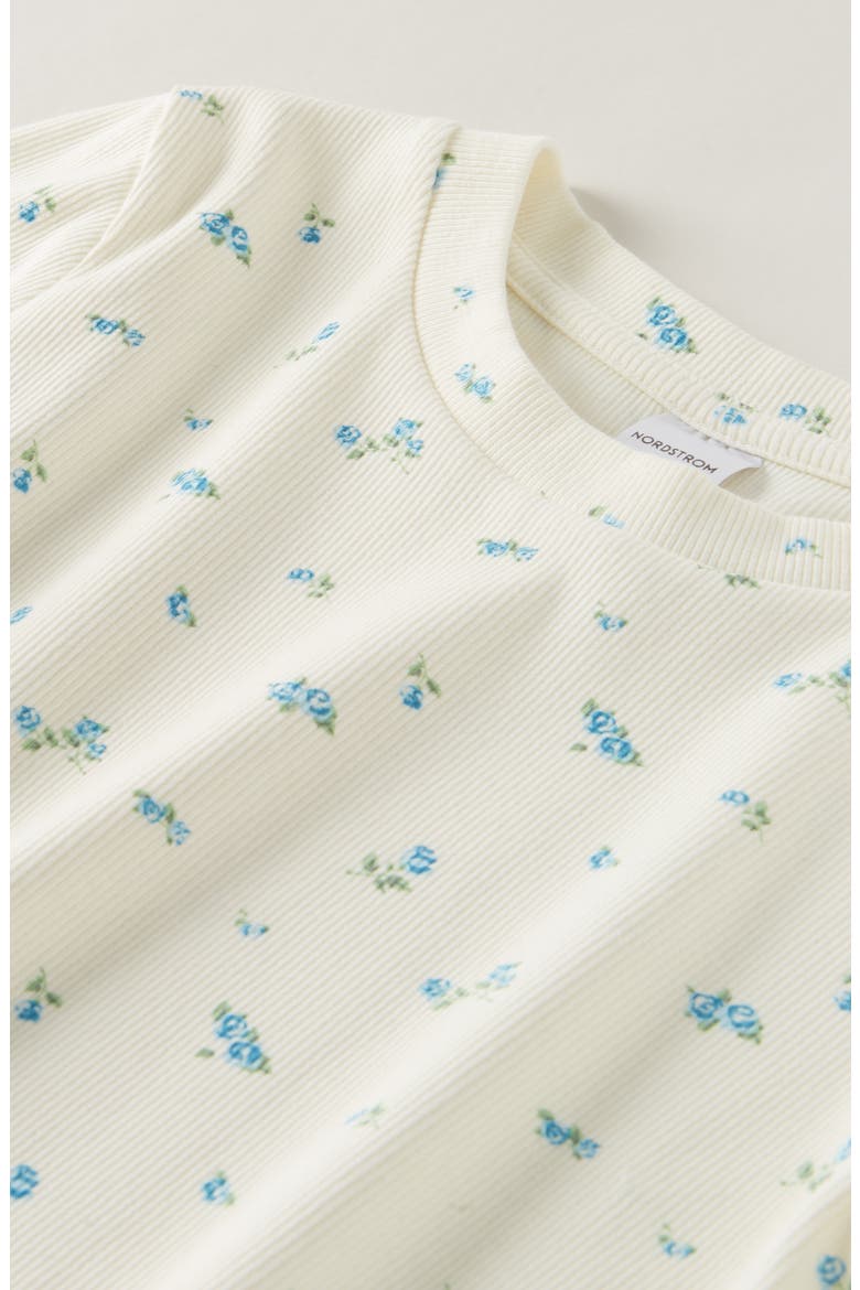 Kids' Rib Short Sleeve Shirt, Alternate, color, IVORY EGRET FAIR ROSES