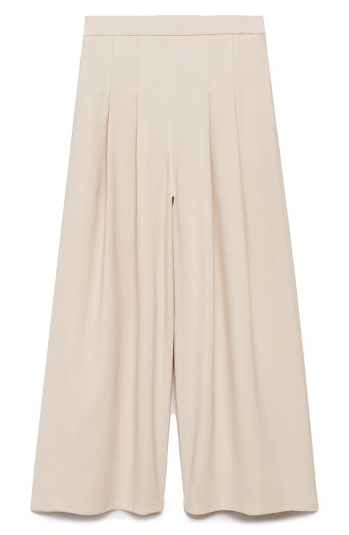 Mango Pleat Front Wide Leg Palazzo Pants In Beige