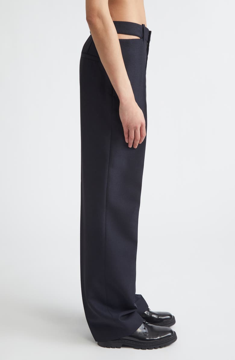 Jil Sander Slashed Waist Wool & Mohair Straight Leg Pants, Alternate, color, Midnight