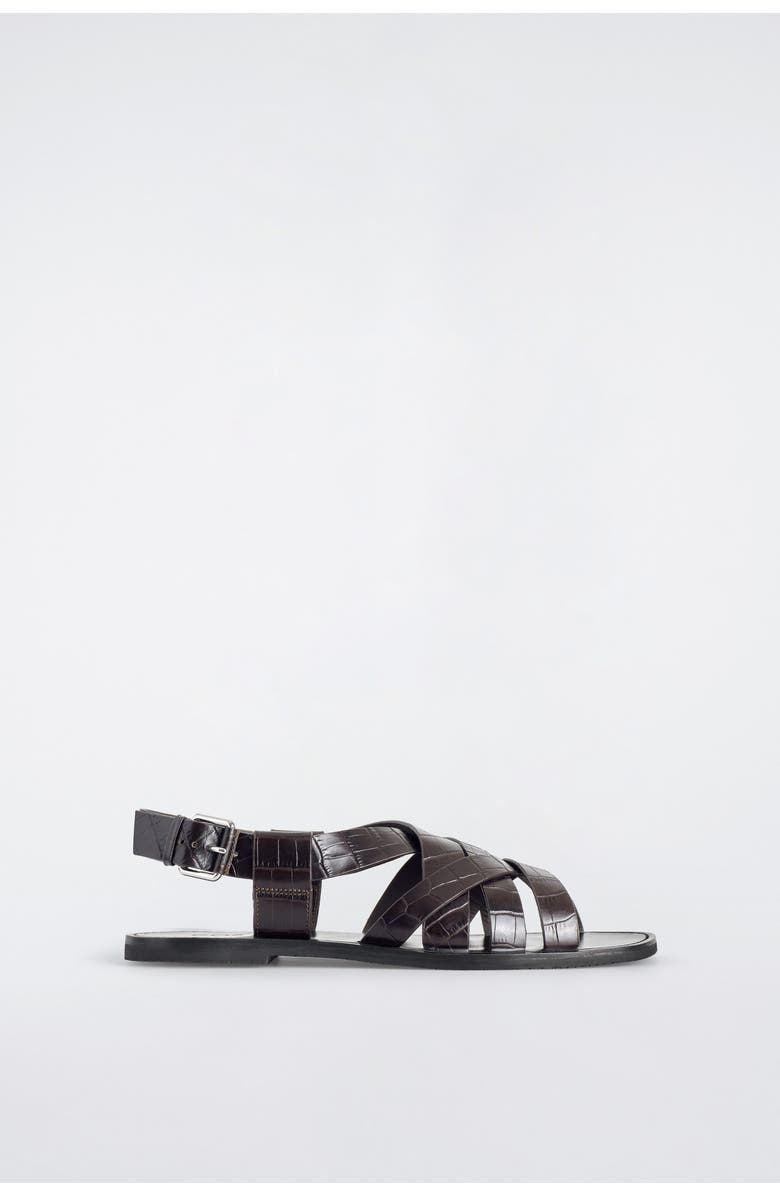 COS Woven Leather Sandals, Main, color, Brown / Croc Effect