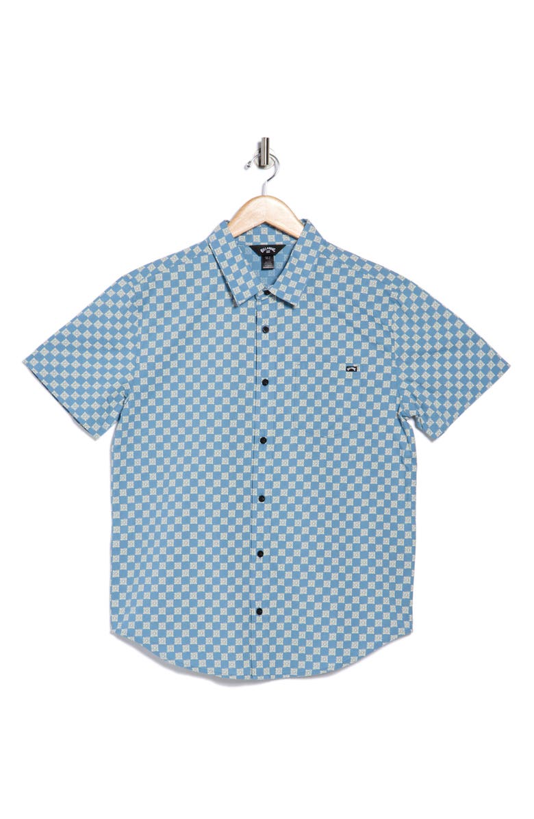Billabong Daisy Check Short Sleeve Shirt, Alternate, color, Vintage Indigo