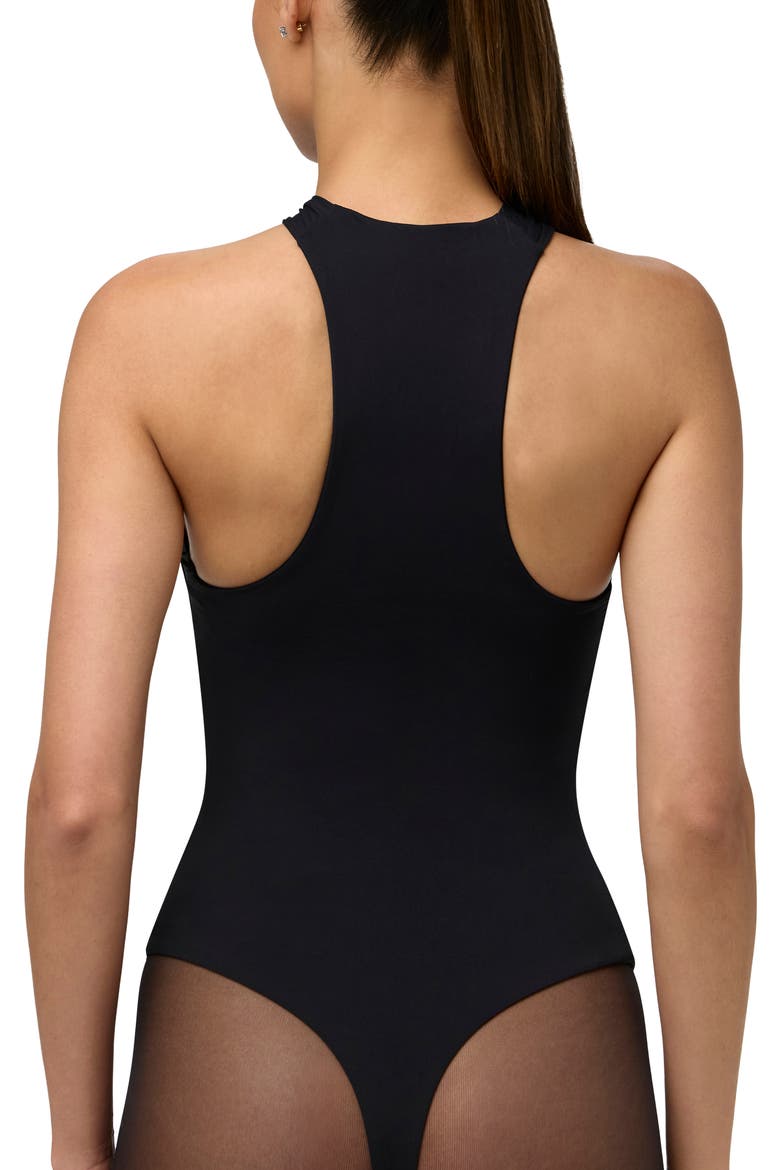 Body Flex Cross Front Halter Bodysuit, Alternate, color, BLACK