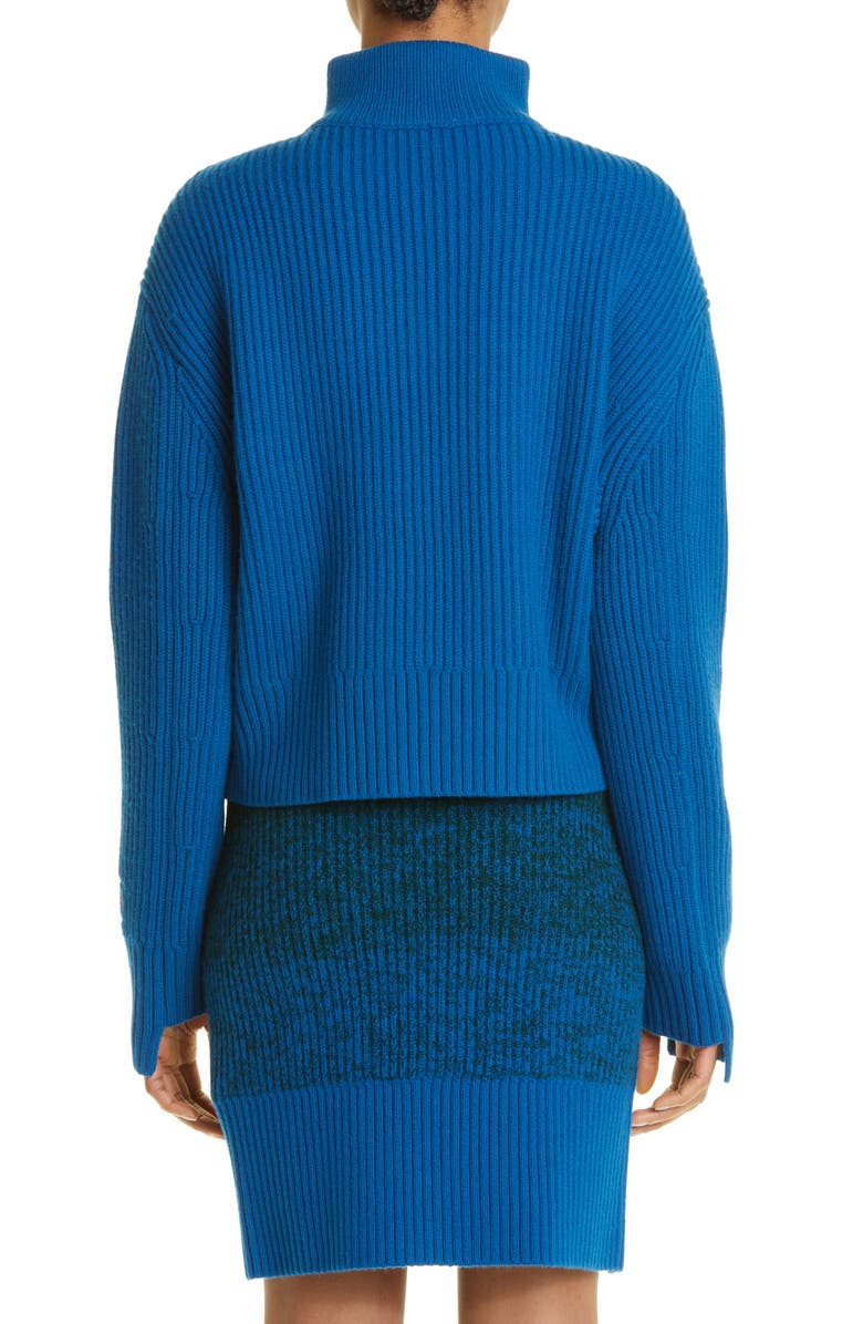Victoria Beckham Half-Zip Wool Sweater, Alternate, color, 