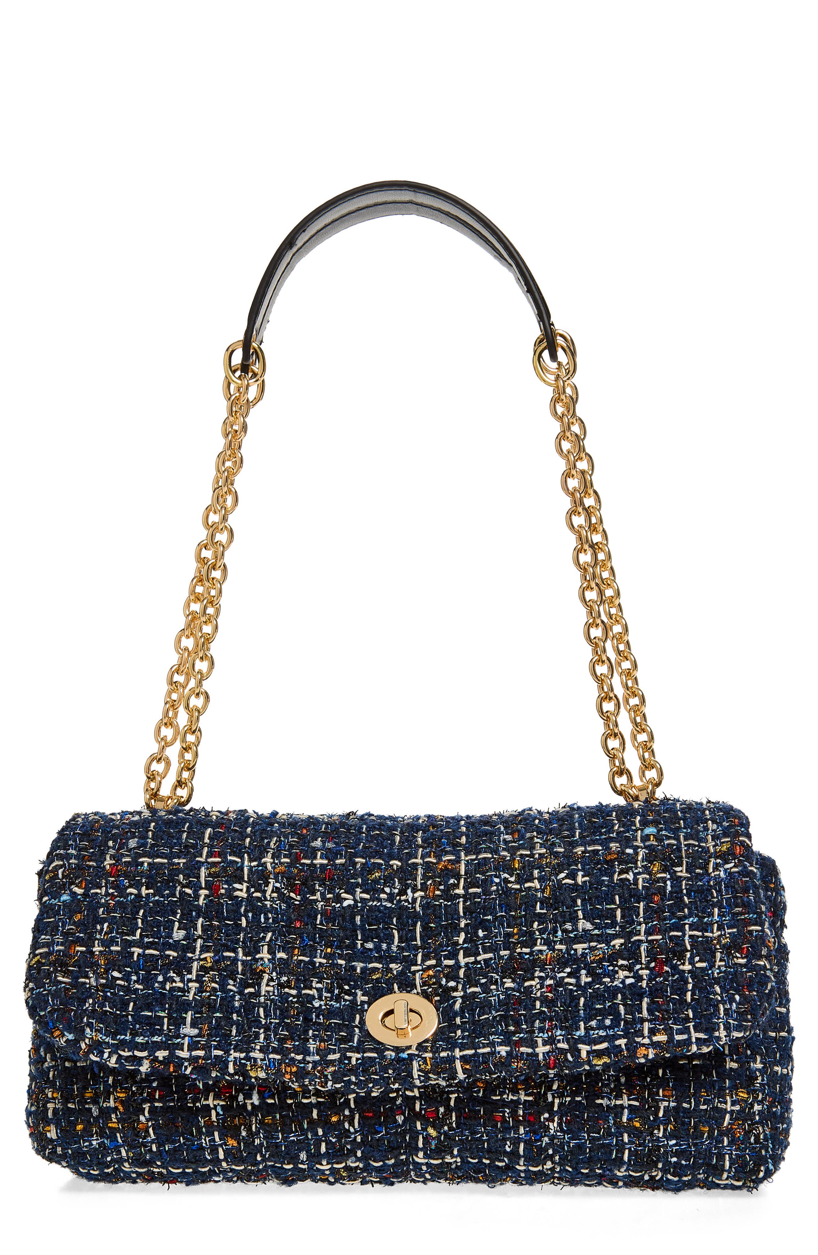 Tweed Convertible Crossbody Bag, Main, color, NAVY