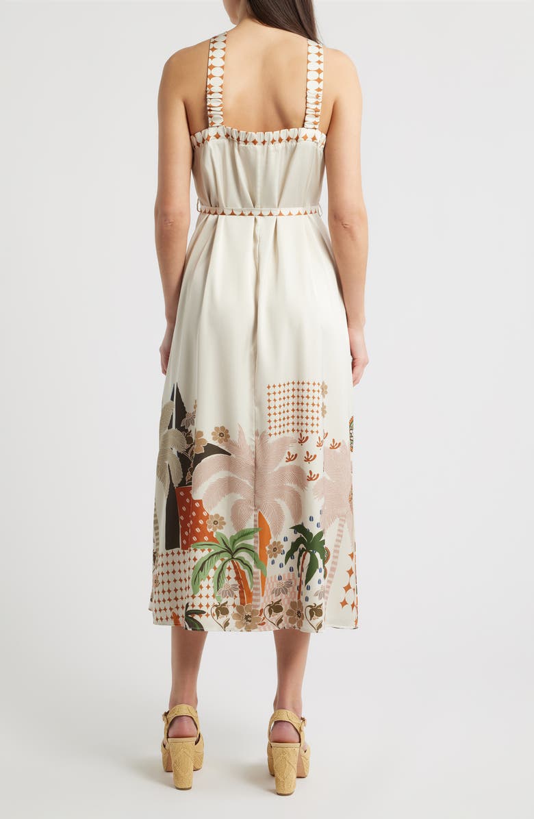 CIEBON Pricella Botanical Halter Neck Midi Dress, Alternate, color, Cream Multi